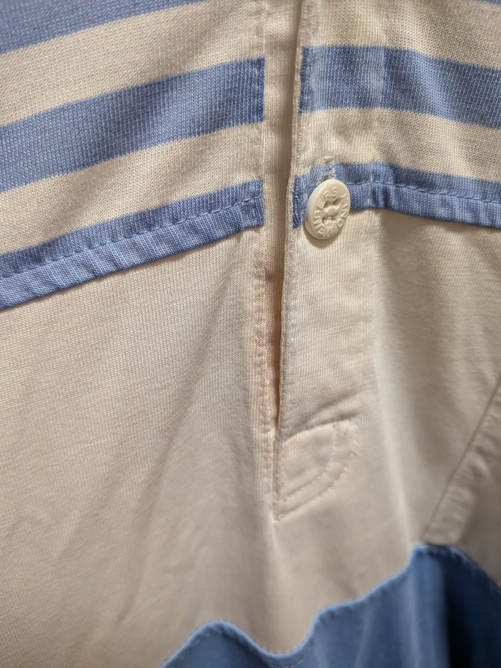 VINTAGE Members Only Cream and Light Blue Striped Polo Size M
